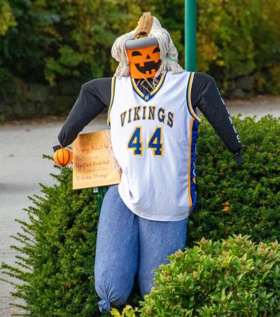 Ms. Cannon's transitional class at Wareham High School designed this Unified Basketball inspired scarecrow. none
