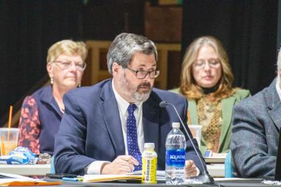 Town Administrator Derek Sullivan explains one of the items from the agenda. Photo by Bobby Grady none