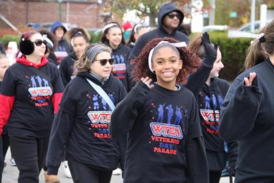 Orange and black turns red, white and blue with the Wareham Tigers Cheer Athletics.