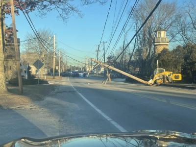 The pole across Route 28, Cranberry Highway at the gateway. Photo source: Wareham Police Department