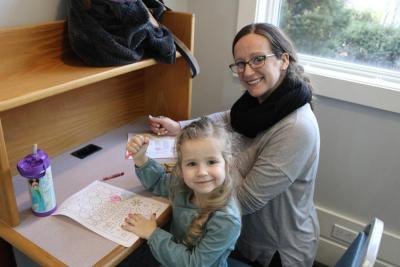 Using her favorite colors with her mom is Quinn Litchfeild.