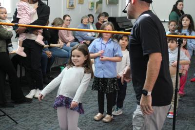 Getting down low is Delaney Alexander.