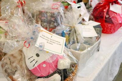Gift baskets available at the garden club fair.