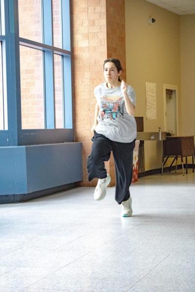 Priscilla Ross shows off her sprinting skills.