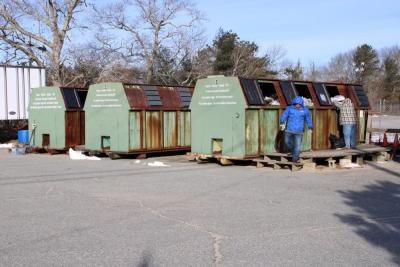 The large recycling bins that get hauled away.