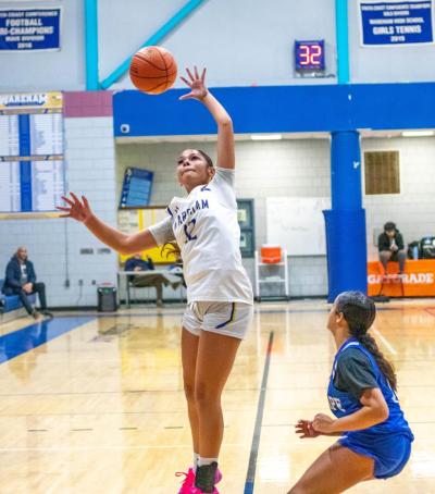 Gianna Hernandez jumps for a shot in an early season game. File photo