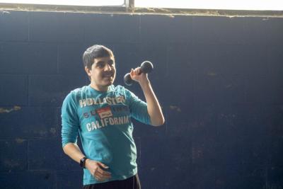 Lifting for greatness, Alton McCane shows off his skills.