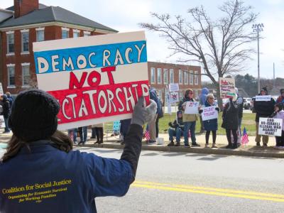 Many protestors held handmade signs. 