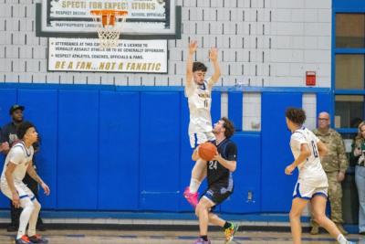 Robbie Orne blocks a shot. 