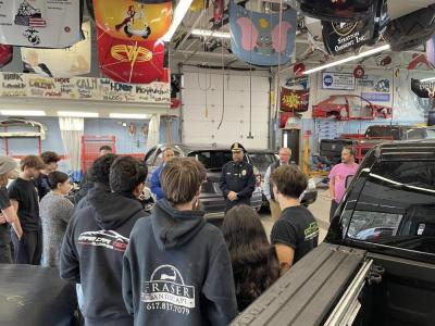 Students listen to Chief Correia speak. Photo source: Wareham Police Department