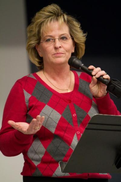 Former Selectmen Brenda Eckstrom at the Stop the Violence Rally. File photo