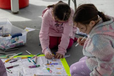 Coloring pages were made available at the event.