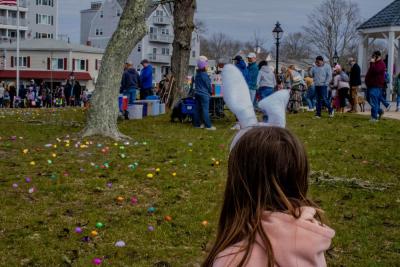 One bunny eared participant readies for the hunt.