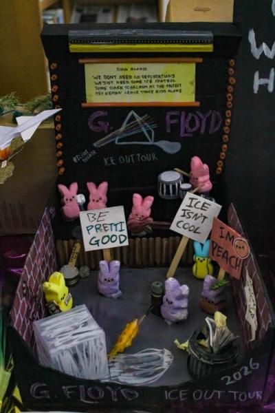 Some used their diorama's as an opportunity to share political messages.