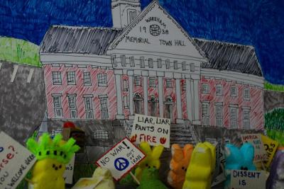 Look familiar? The Saturday protests are made in Peep-fashion. 