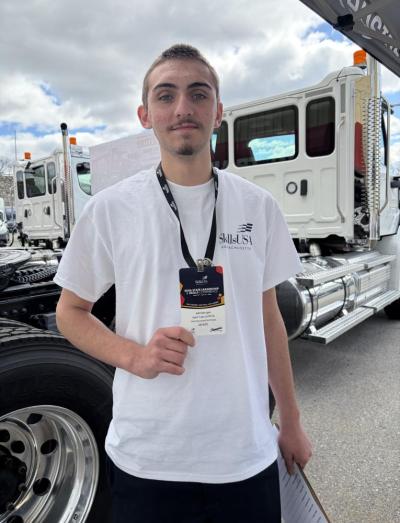  John Harrigan at the Skills Competition with his medal. Photo source: Upper Cape Tech
