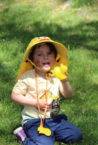 Dylan Lyons feeling ducky following the race. Photos by Brandy Muz