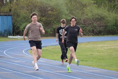 Ryland Potter takes the lead at track practice. 