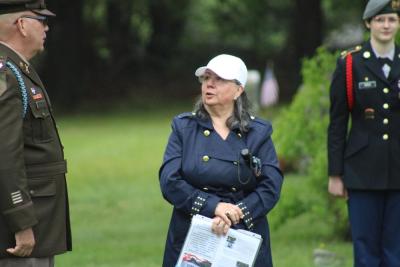 Wareham Historical Society president Angela Dunham speaks about the history of Centre Cemetery. 