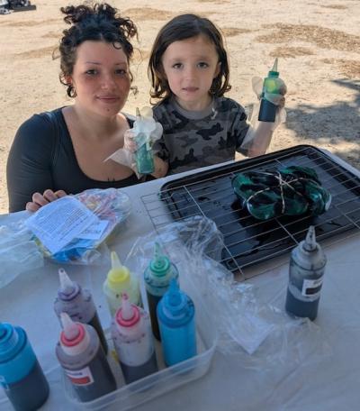 A tie-dyeing station was available to those who popped by.
