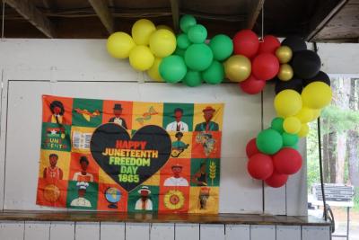 Balloons and banner
