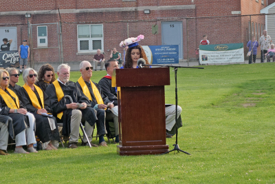 Salutarorian Marina Kouta gives her speech. 