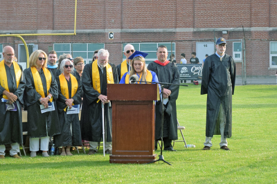 Class President Savannah Varden opens the ceremony.