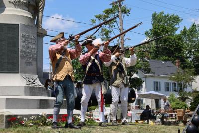 Mack Phinney, Howie Smith and Gary Franklin fired a volley at the Fourth of July Antique Faire on Saturday. Photos by Nick Mossman