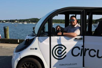 Faherty gets behind the wheel of the shuttle