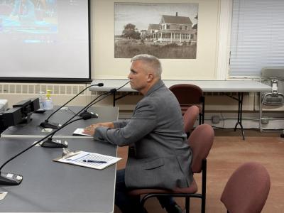 State Rep. John Gaskey (R-Carver) speaks at the meeting. Photo by Christian Uva