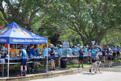 Volunteers, including the Wareham Police Association, set up booths to refuel riders as they made their way to Bourne. 