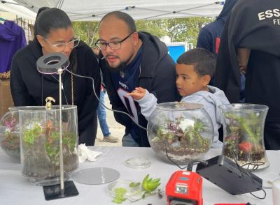 Rick Lepel displayed his terrariums, inviting people to get a closer look.