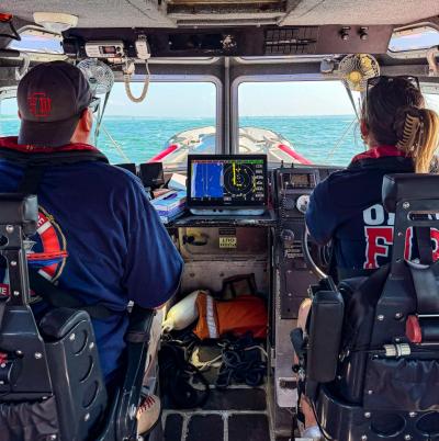 Klemp operates the Onset Fire Department Marine 1 Unit in Onset Bay.