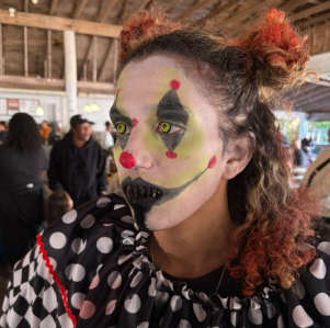 Spooky clown makeup.