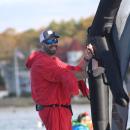 Stuart Downie attempts to use the wind to his advantage. 