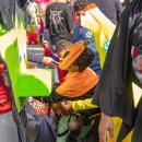 Khyri Gifford, 7, of Wareham reaches up Frankenstein's nose for candy. none
