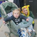 Worlds collide as skeleton Alora Fortes and Pikachu Noah Brown pose for a photo. 