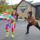 Cade Mae Pearson's costume is a smash hit as her mom tries to get some candy.