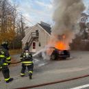 The Wareham Fire Department hoses down the fire. Photo Source: Wareham Fire Department