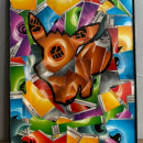 An Eevee made from energy cards. 
