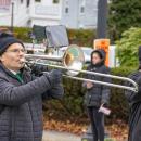 Spreading music down Main Street, The McGann Marching Band marches on. 