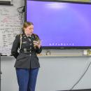 Speaking on her time with the JROTC Ava talks to her peers.