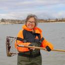 Yvonne Crehan shows off her catch.