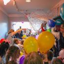 The balloons scattering post drop.