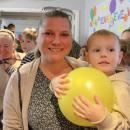 Ben Hall with his balloon he caught during the countdown.