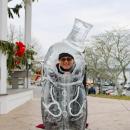 Kat Jones having a snow-ball. 