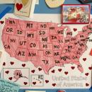 The map that started it all, filled as each state sent a card. Photos source: Jennifer Kerns