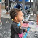 Amina Wheeler tries to blow a bubble.