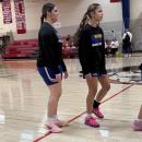 The girls practice before their big game.