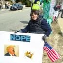 Mary Stanton holds up her sign. 